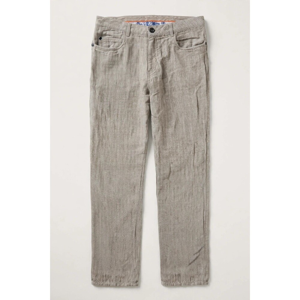 Tommy Bahama Mens 35x34 Gray Herringbone Linen Blend Casual Pants Resort Beach